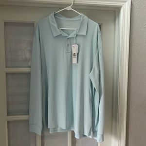 Long sleeve Polo. 3XL light blue.